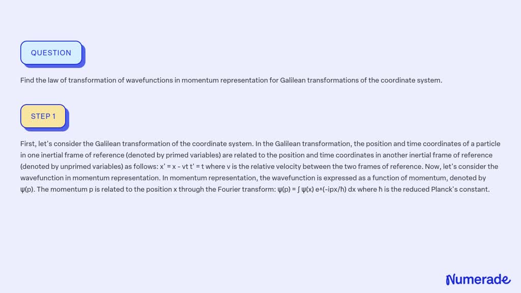 SOLVED:Find the law of transformation of wavefunctions in momentum ...