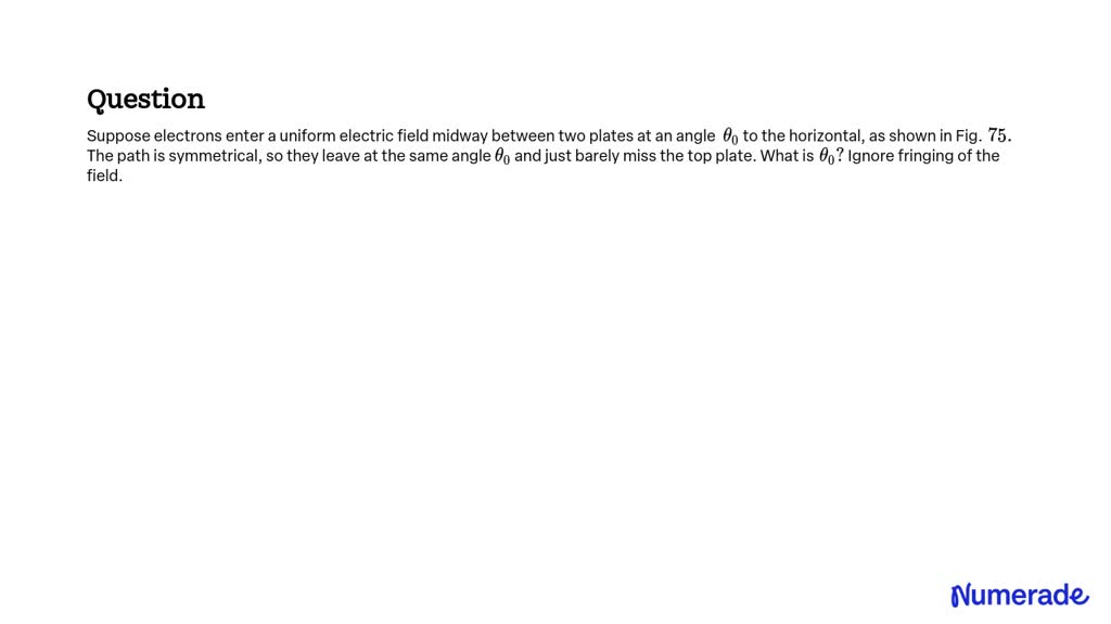 SOLVED: Suppose electrons enter a uniform electric field midway between ...