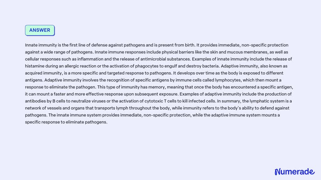 SOLVED: Describe and define the differences between the lymphatic ...