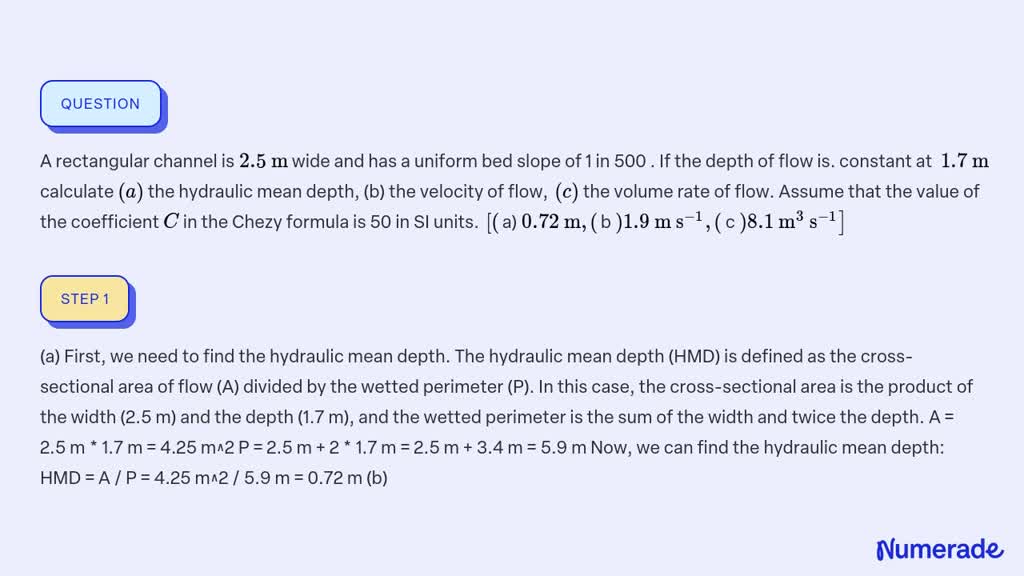 Solved 1) Consider a uniform, rectangular channel with width