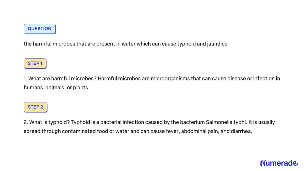 SOLVED: the harmful microbes that are present in water which can cause ...