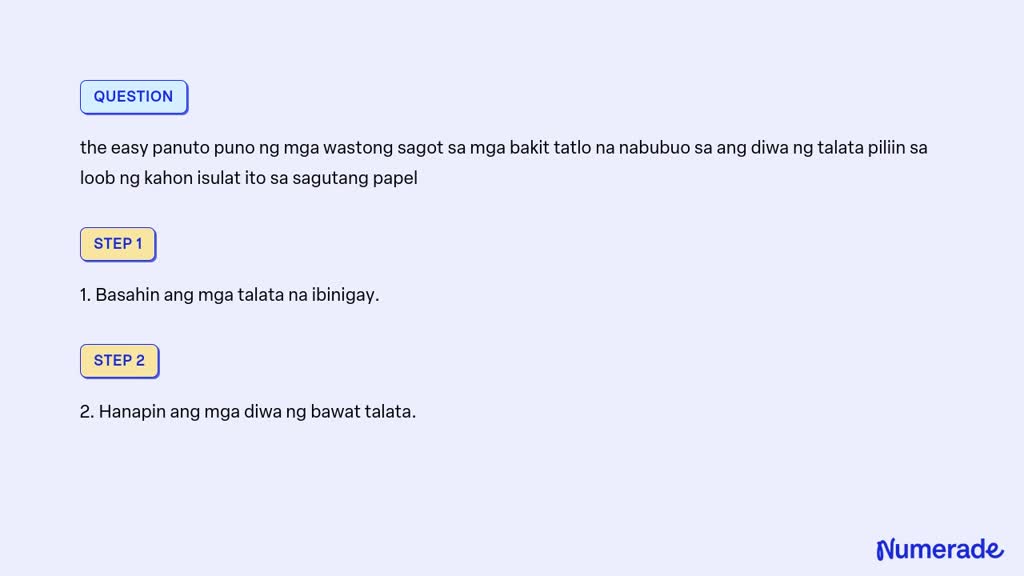 SOLVED: The Easy Panuto Puno Ng Mga Wastong Sagot Sa Mga Bakit Tatlo Na ...