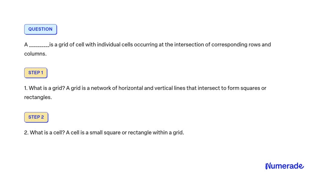 SOLVED: A is a grid of cell with individual cells occurring at the ...