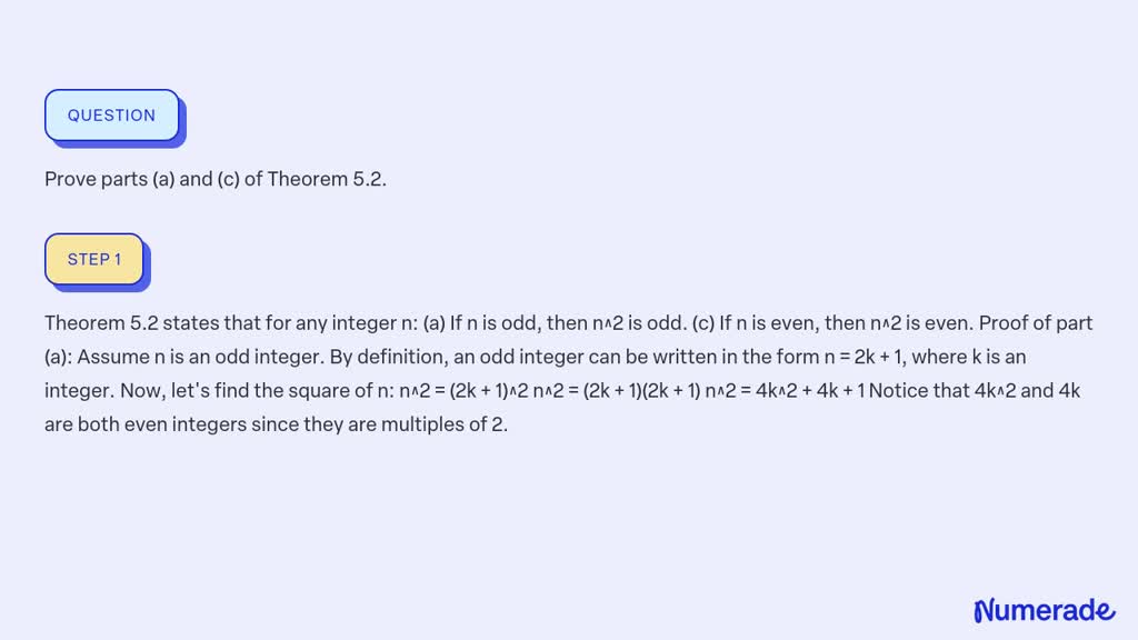 SOLVED:Prove parts (a) and (c) of Theorem 5.2.