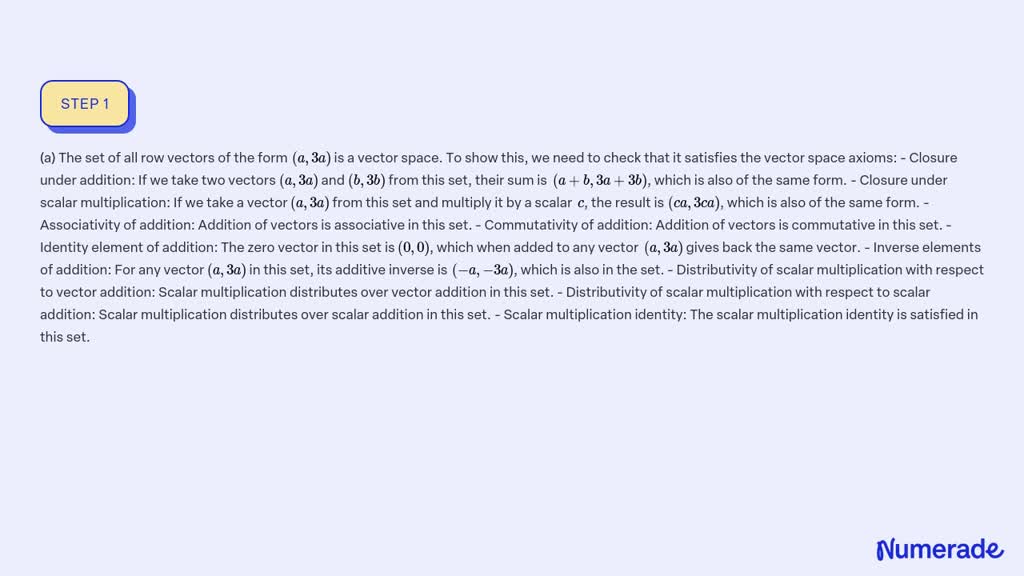 ⏩solved Which Of The Following Are Vector Spaces Justify Your… Numerade