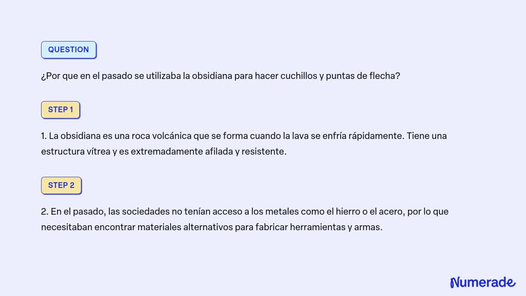 Solved Por Que En El Pasado Se Utilizaba La Obsidiana Para Hacer Cuchillos Y Puntas De Flecha