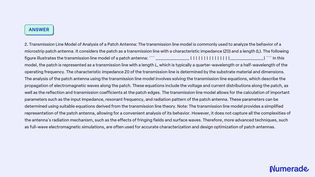 SOLVED: Explain rectangular microstrip patch antenna radiation ...