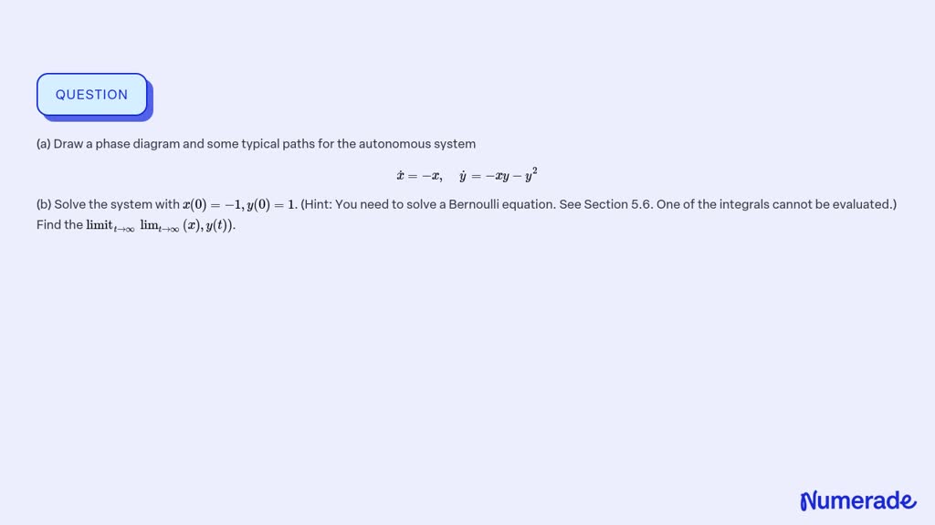 SOLVED:(a) Draw a phase diagram and some typical paths for the ...