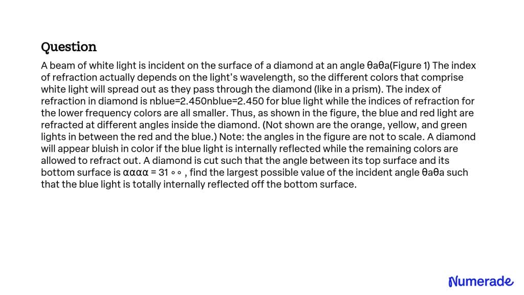 VIDEO solution: A beam of white light is incident on the surface of a ...