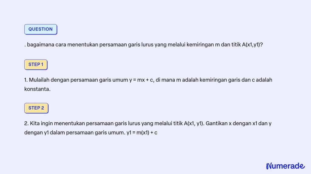 SOLVED: . Bagaimana Cara Menentukan Persamaan Garis Lurus Yang Melalui ...