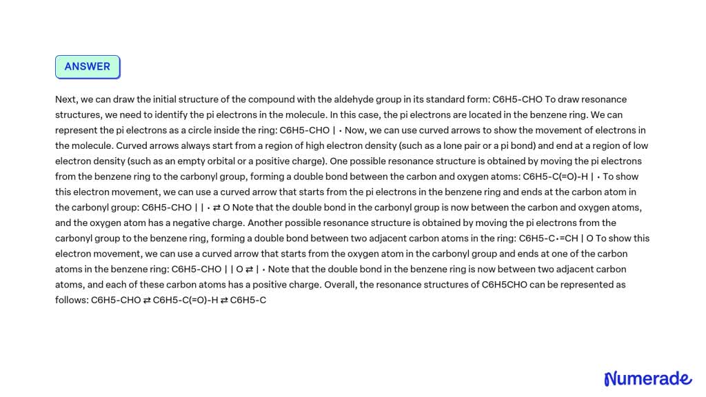 Solved Draw Resonance Structures For The Following Compound Show The Electron Shift Using 6990