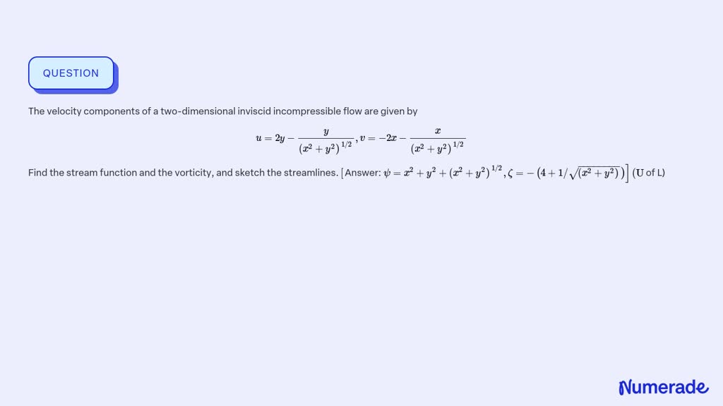 ⏩SOLVED:The Velocity Components Of A Two-dimensional Inviscid… | Numerade