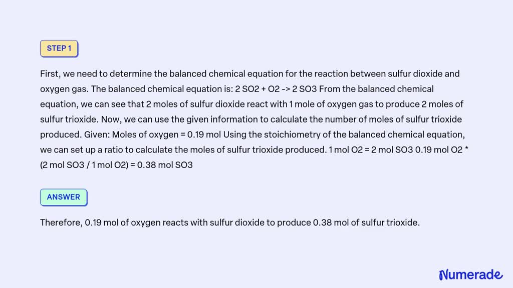 VIDEO solution: 10 points Sulfur dioxide reacts with oxygen gas to ...