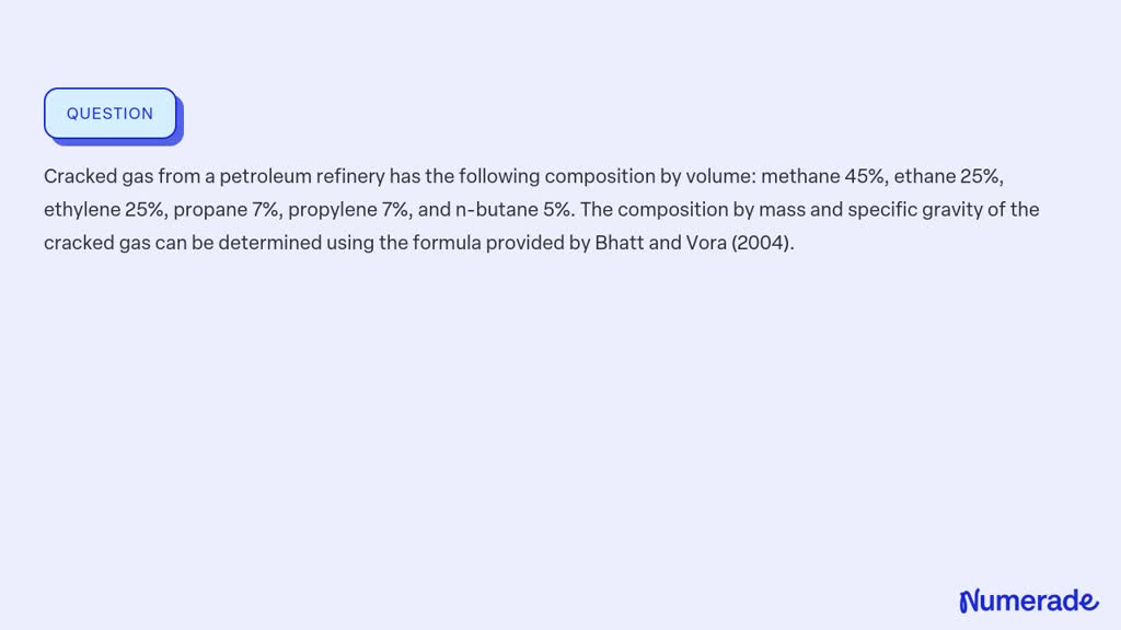 SOLVED: Cracked gas from a petroleum refinery has the following ...