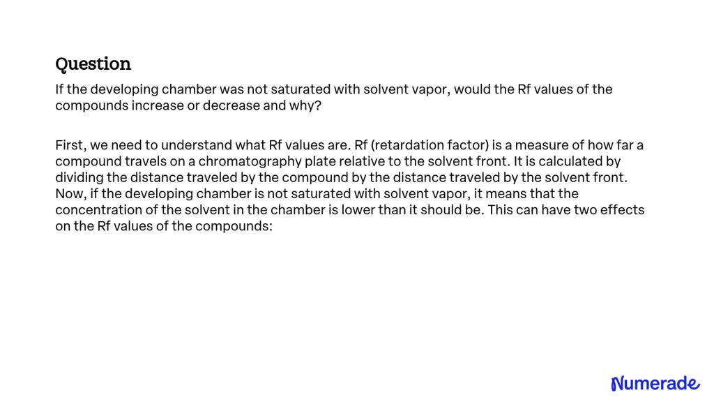 SOLVED: If the developing chamber was not saturated with solvent vapor ...