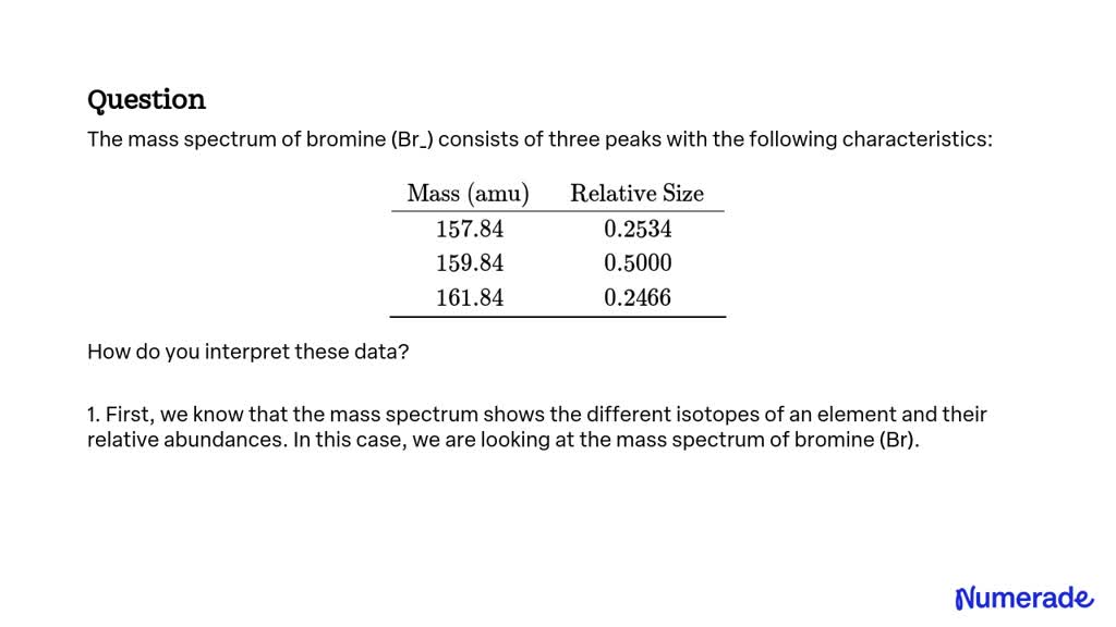 Solvedthe Mass Spectrum Of Bromine Br Consists Of Three Peaks With The Following 7445