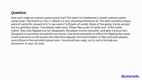 Solved How can I make an easy memory game using Vue? The