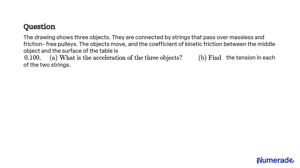 SOLVED The drawing shows three objects. They are connected by strings