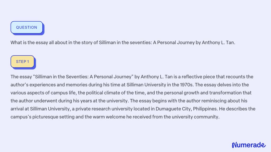 silliman in the seventies a personal journey essay all about