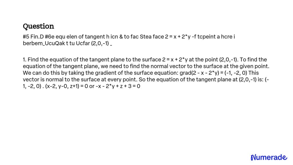 VIDEO solution: #5 Fin.D #6e equation of tangent line to find the slope ...