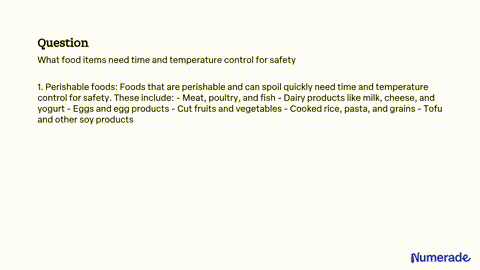 What Food Items Need Time and Temperature Control for Safety