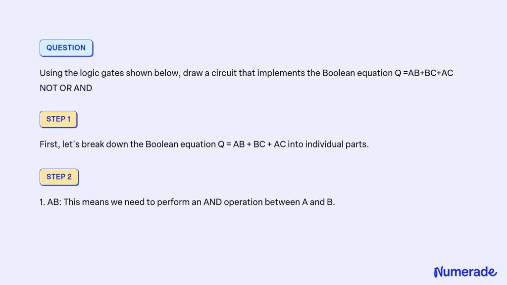 SOLVED: Using the logic gates shown below, draw a circuit that ...