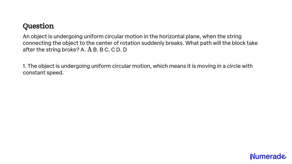 Solved An Object Is Undergoing Uniform Circular Motion In The Horizontal Plane When The String