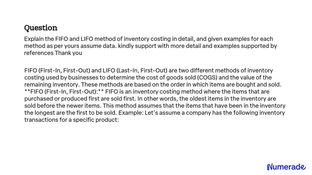 VIDEO solution: Explain the FIFO and LIFO method of inventory costing ...