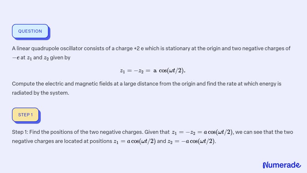 SOLVED:A Linear Quadrupole Oscillator Consists Of A Charge +2 E Which