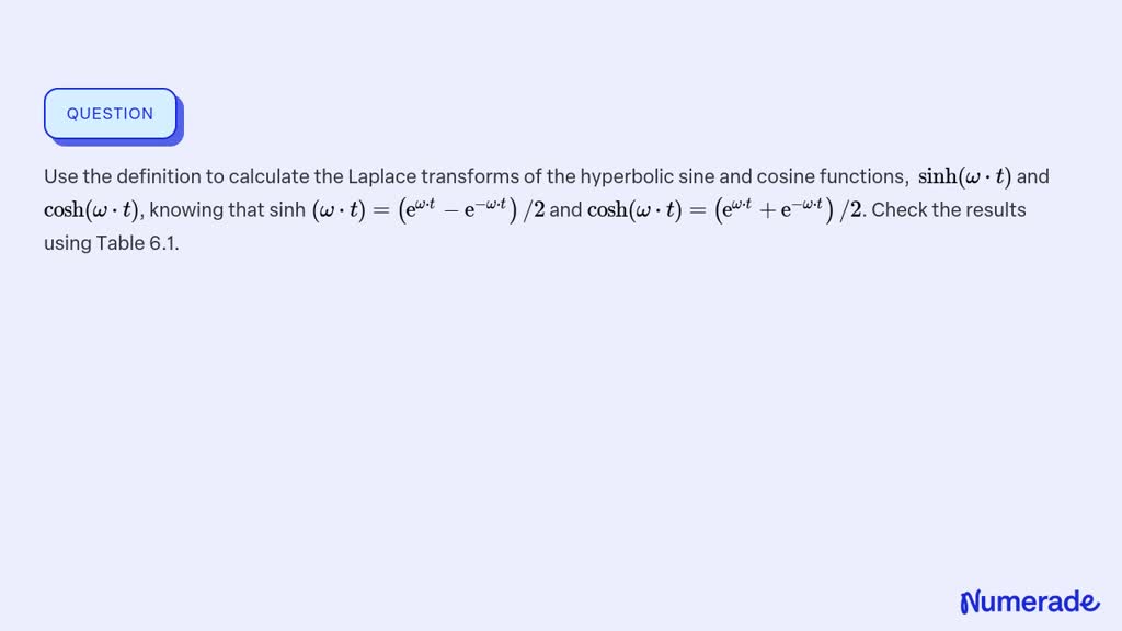 ⏩SOLVED:Use The Definition To Calculate The Laplace Transforms Of ...