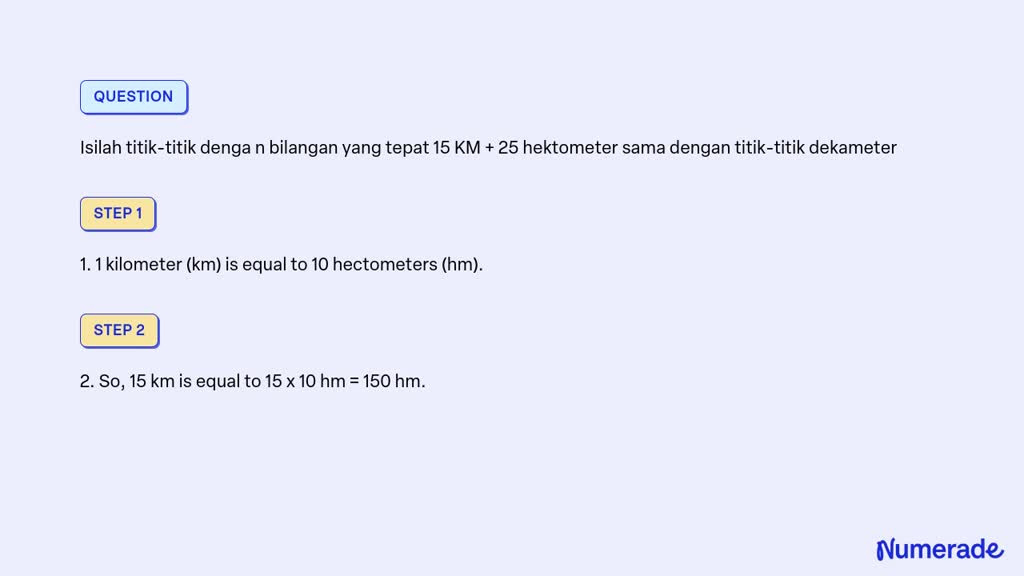 5 km dikurang 2 hm sama dengan titik titik hm