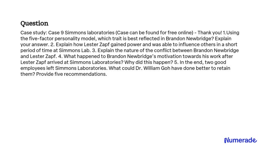 simmons laboratories case study individual report