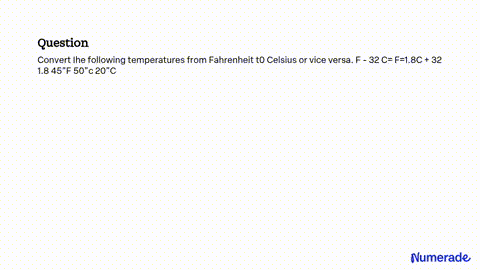 SOLVED: Convert the following temperatures from Fahrenheit to