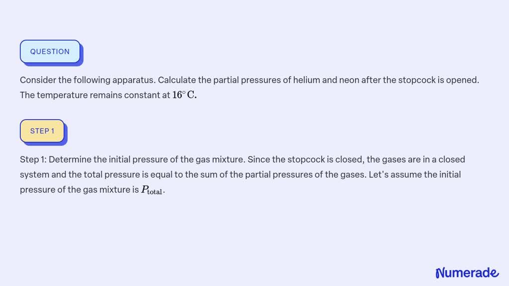 ⏩solved Consider The Following Apparatus Calculate The Partial… Numerade