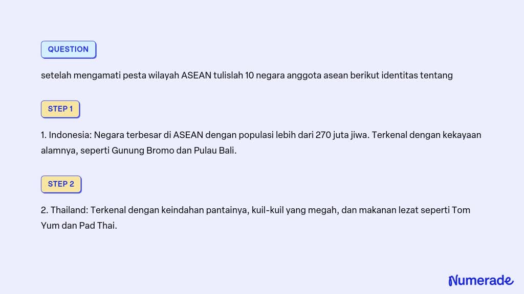 SOLVED: Setelah Mengamati Pesta Wilayah ASEAN Tulislah 10 Negara ...