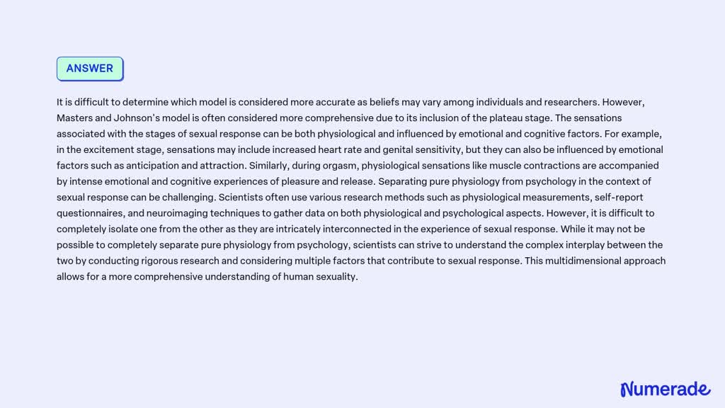 SOLVED: Compare and contrast Kaplan's three-stage model of sexual ...