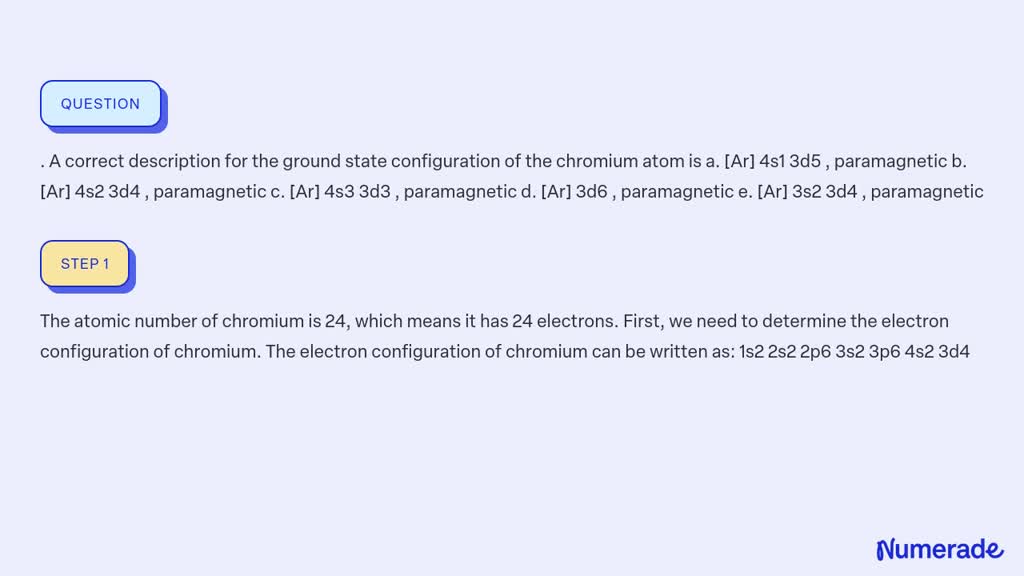 SOLVED: . A correct description for the ground state configuration of ...