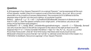 MathType - Lagrange's four-square theorem states that every natural number  can be represented as the sum of four integer squares. Proved by Joseph  Louis #Lagrange in 1770, it can be regarded as