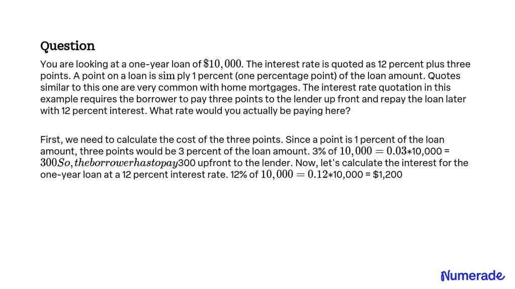 10000 7 percent interest on a loan