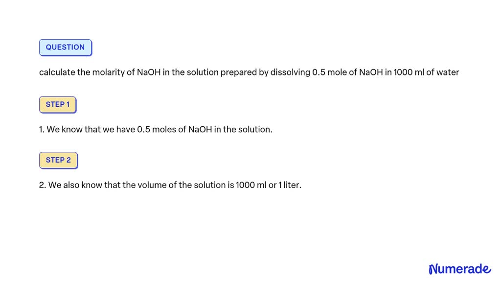 calculate the molarity of naoh in the solution prepared by dissolving 8g