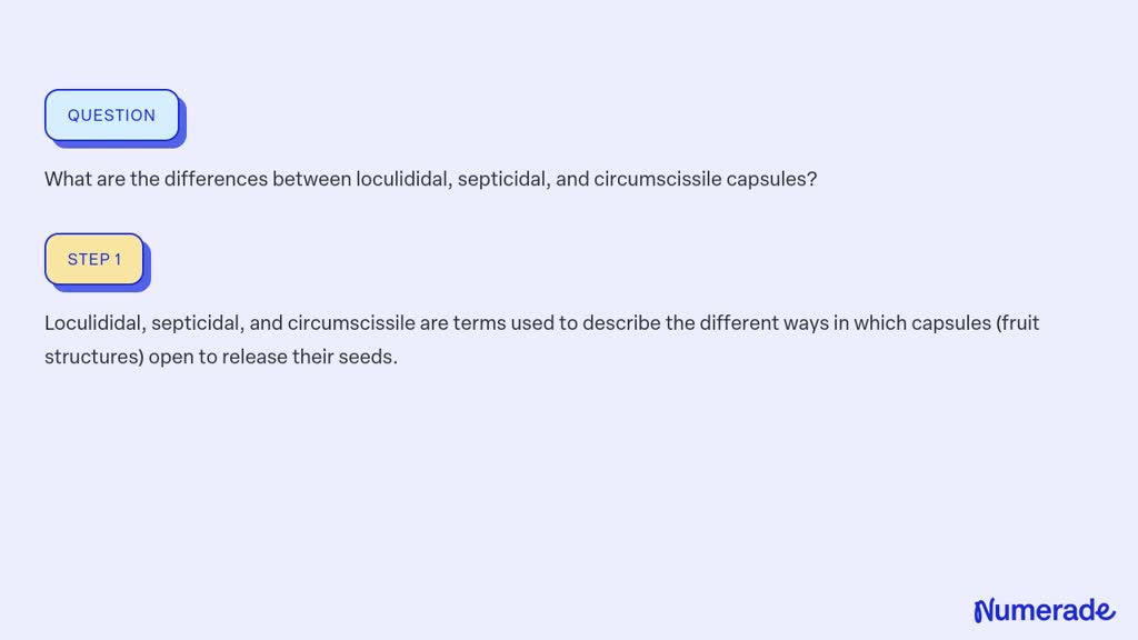 SOLVED: What are the differences between loculididal, septicidal, and ...