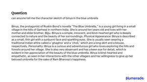 Summary of the blue umbrella chapter Character sketch of binya  Brainlyin