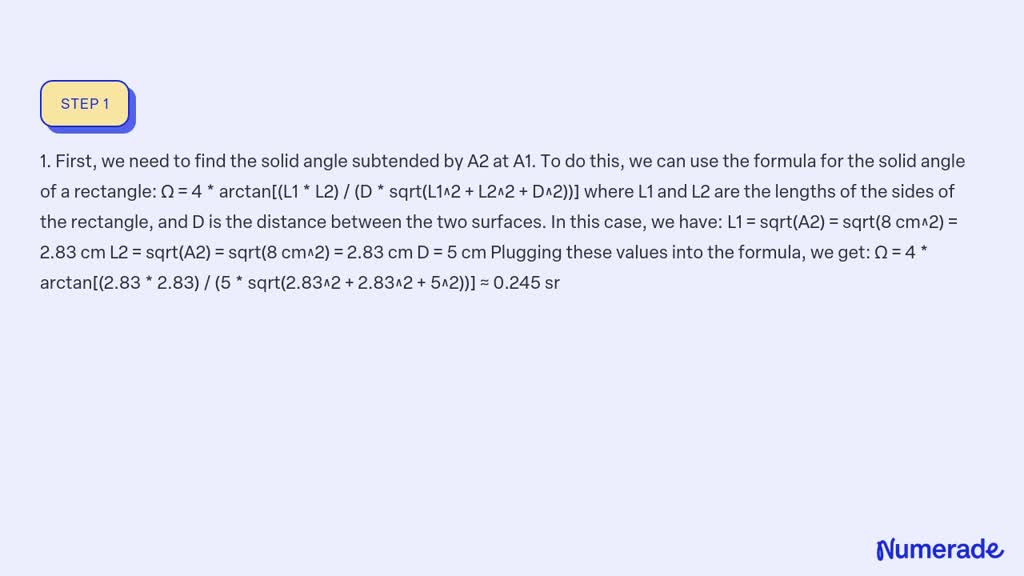 SOLVED: A small surface of area A1=3 cm^2 emits radiation as a ...