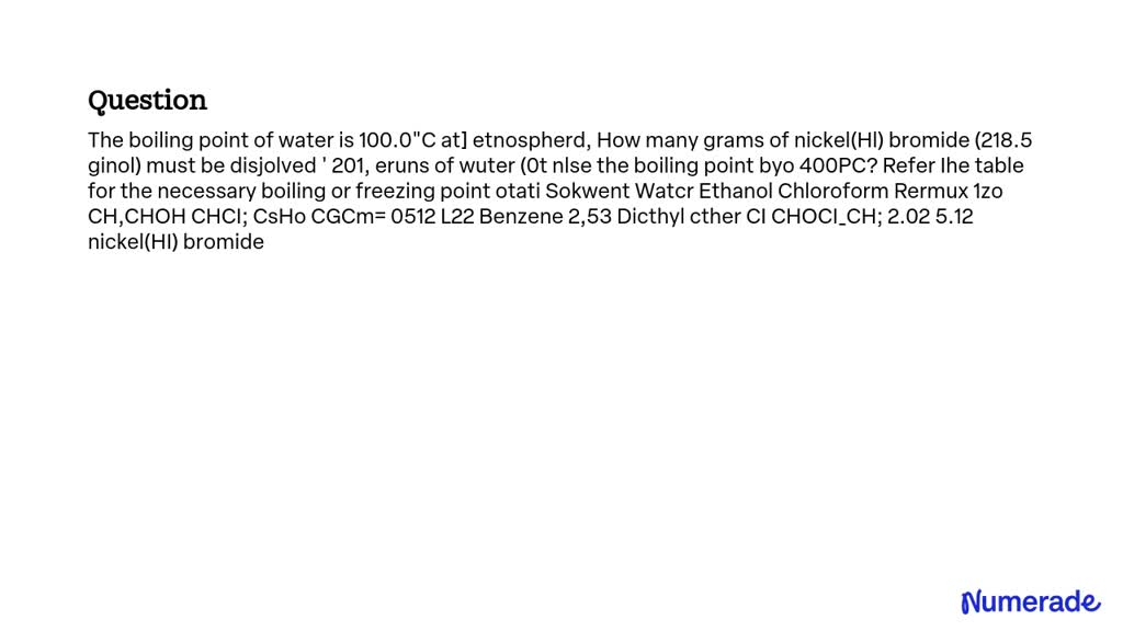 Video Solution: The Boiling Point Of Water Is 100.0Â°c At Standard 