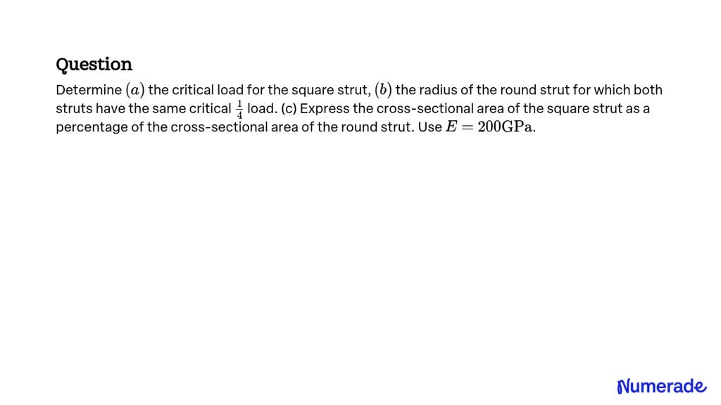 SOLVED:Determine (a) the critical load for the square strut, (b) the ...