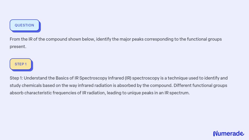 Video Solution From The Ir Of The Compound Shown Below Identify The Major Peaks Corresponding 5983