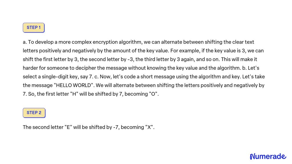 Video Solution: A. Develop A Caesar Cipher-type Encryption Algorithm 