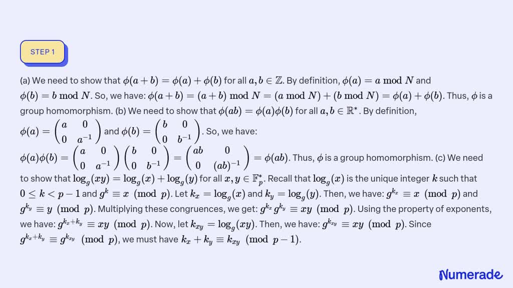 SOLVED:Prove That Each Of The Following Maps Is A Group Homomorphism ...