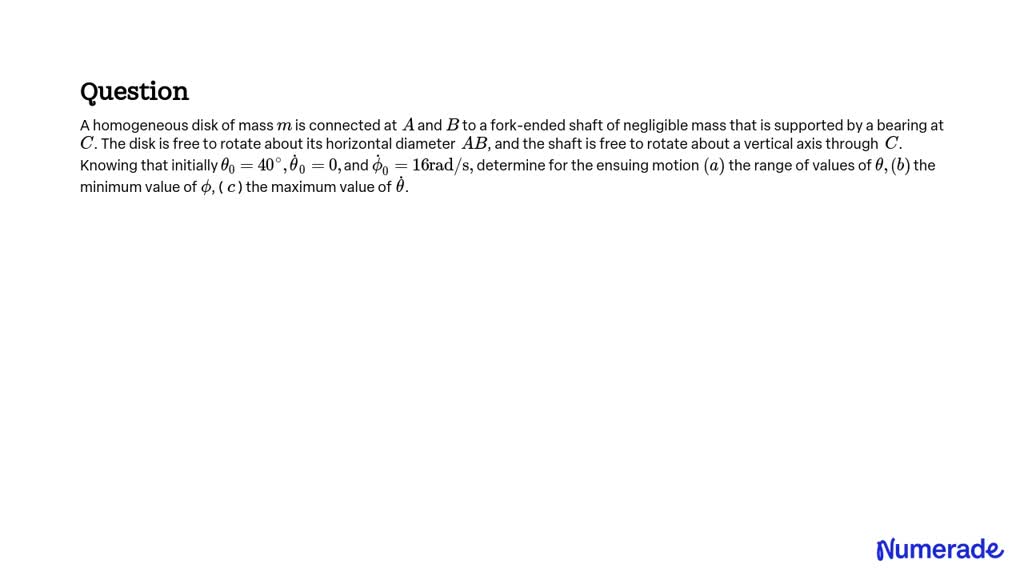 SOLVED: A homogeneous disk of mass m is connected at A and B to a fork ...