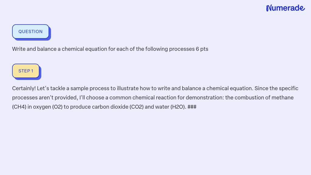 Solved: Write And Balance A Chemical Equation For Each Of The Following 